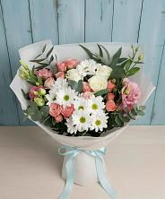 Букет цветов из:  Розы, Лизиантусы и Хризантемы в Верхних Ачалуках