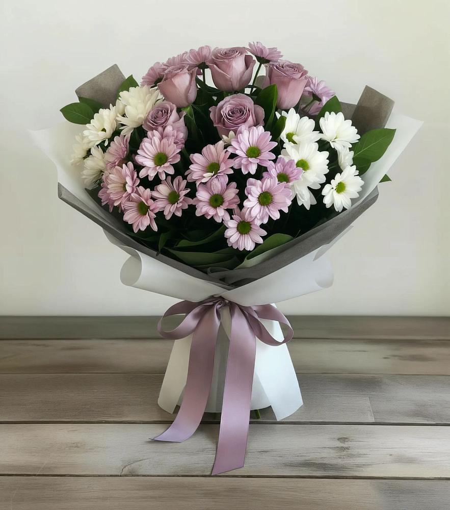 Букет цветов из: Хризантемы и Розы в Верхних Ачалуках