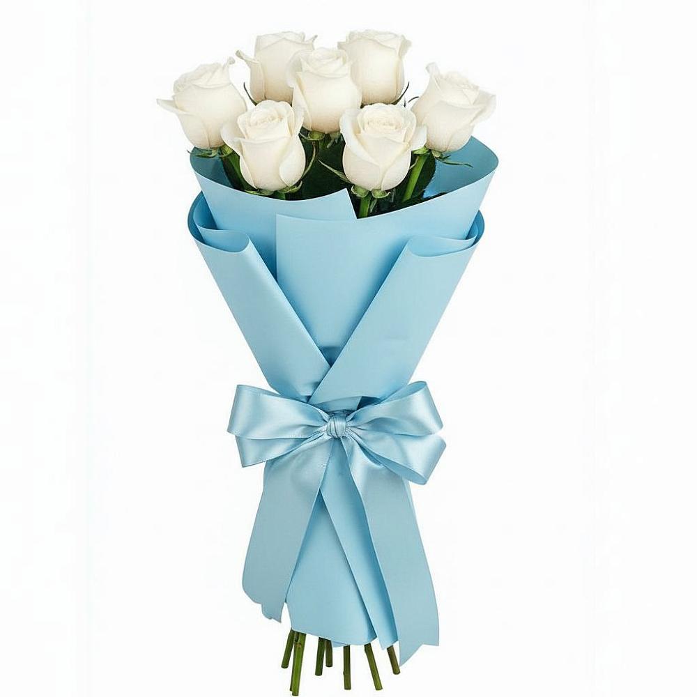 Букет 7 белых роз Проуд в Верхних Ачалуках