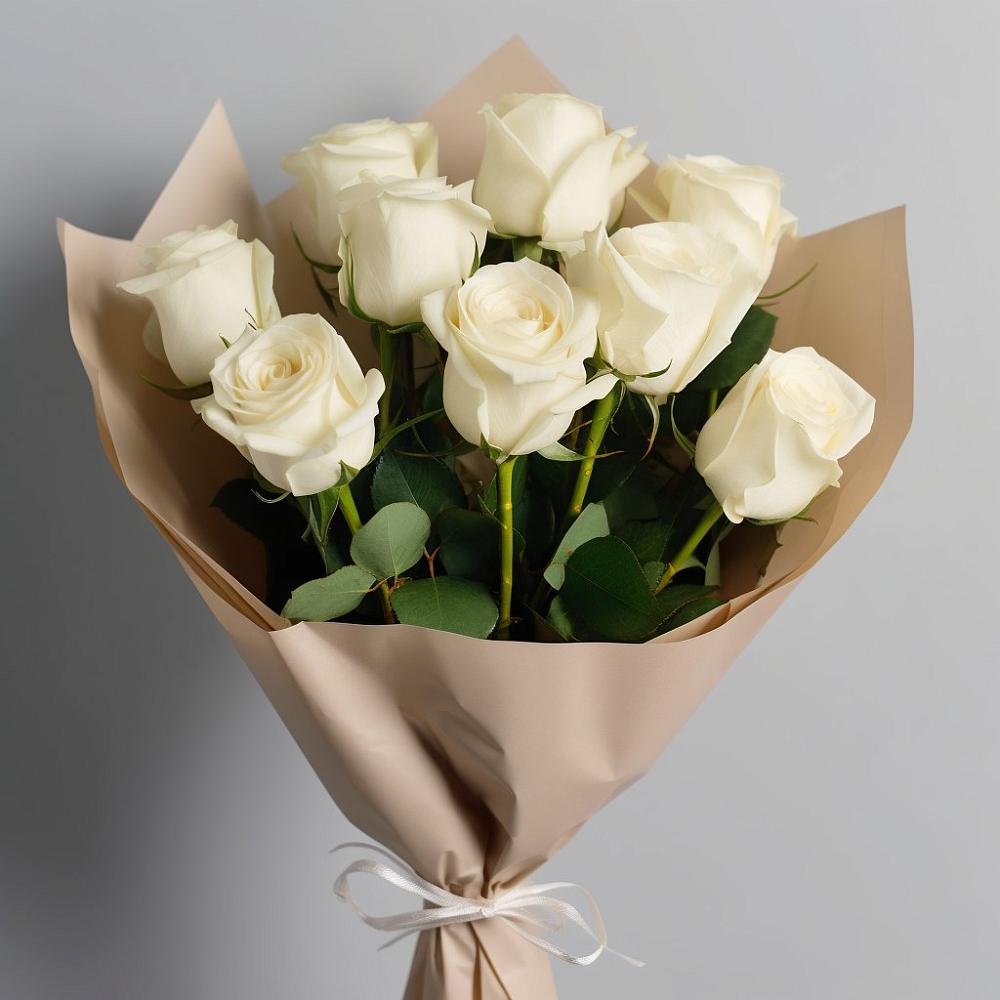 Букет 9 Белых роз Эдлесс Лав в Верхних Ачалуках