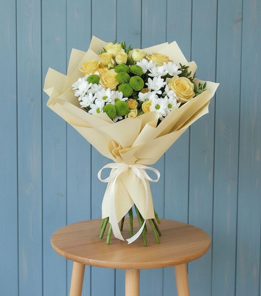 Букет цветов из: Хризантемы и Розы в Верхних Ачалуках