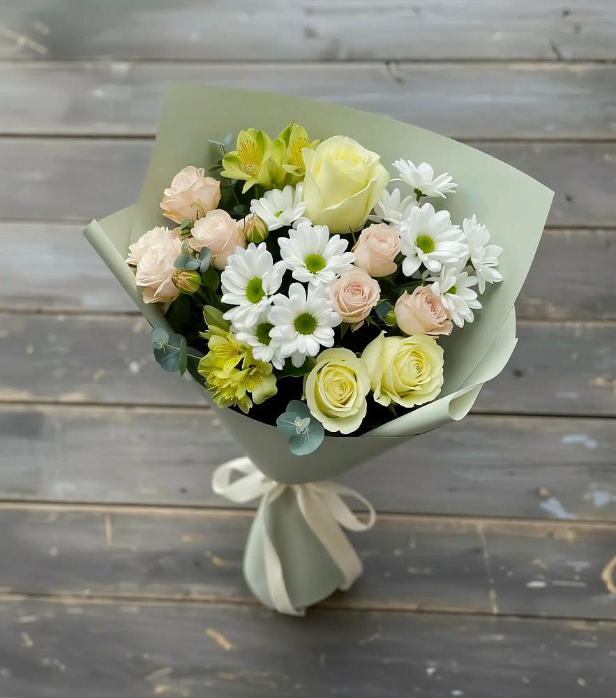 Букет цветов из: Альстромерии, Розы и Хризантемы в Верхних Ачалуках