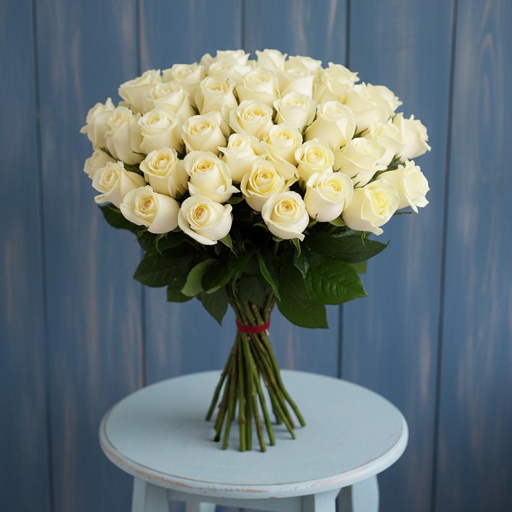 Букет 51 Белая роза Эдлесс Лав в Верхних Ачалуках
