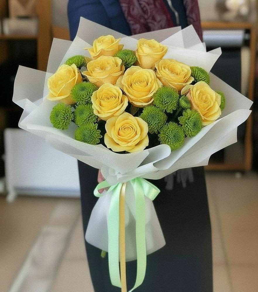 Букет цветов из: Хризантемы и Розы в Верхних Ачалуках