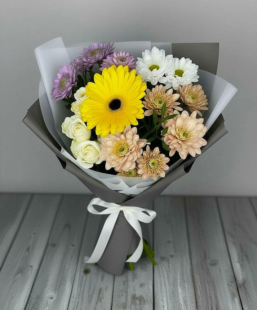 Букет цветов из: Розы, Герберы и Хризантемы в Верхних Ачалуках