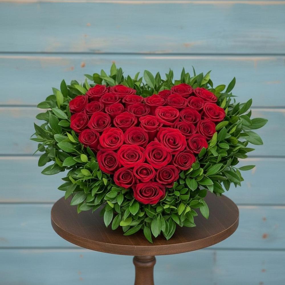 Цветочная композиция из Розы в виде сердца в Верхних Ачалуках