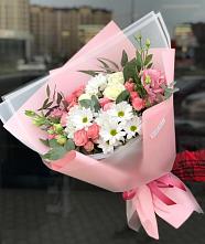 Букет цветов из:  Розы, Лизиантусы и Хризантемы в Верхних Ачалуках