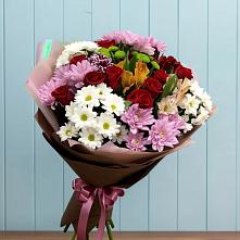Букет цветов из:  Розы, Хризантемы и Альстромерии в Верхних Ачалуках