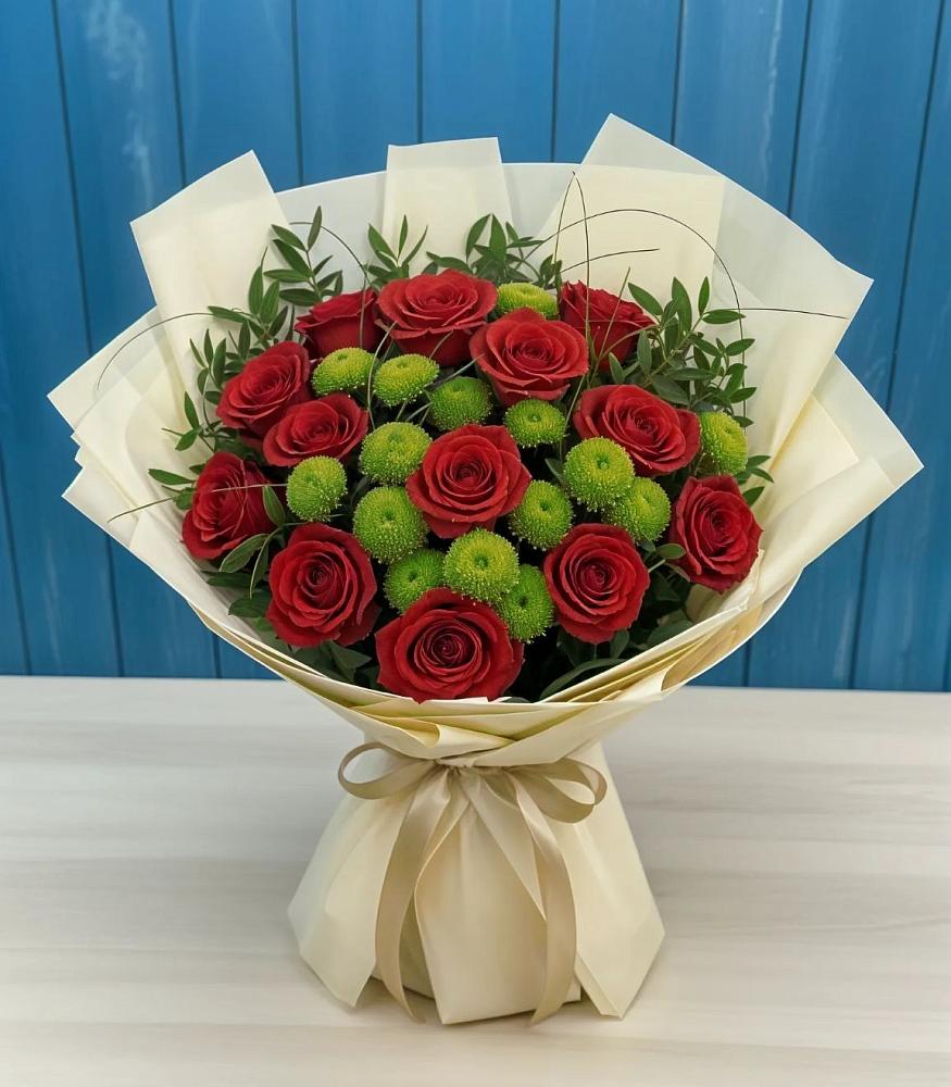 Букет цветов из: Розы и Хризантемы в Верхних Ачалуках