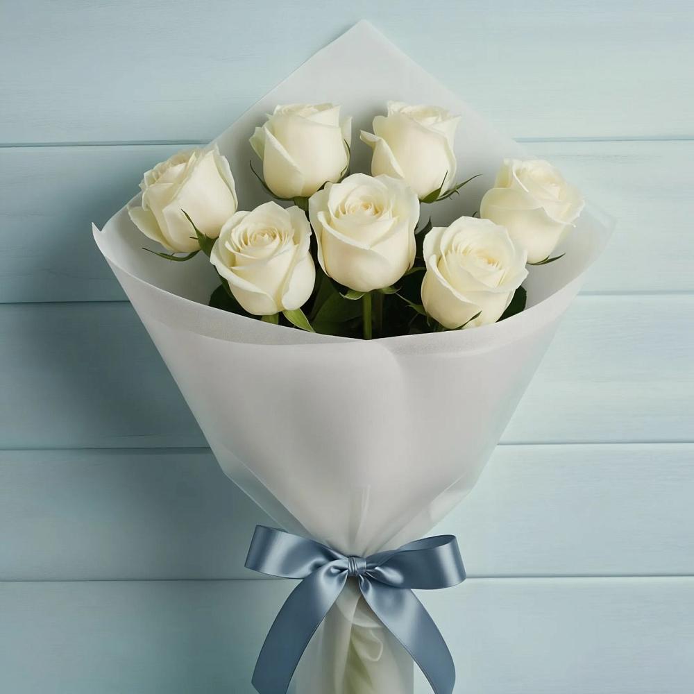 Букет 7 Белых роз Эдлесс Лав в Верхних Ачалуках